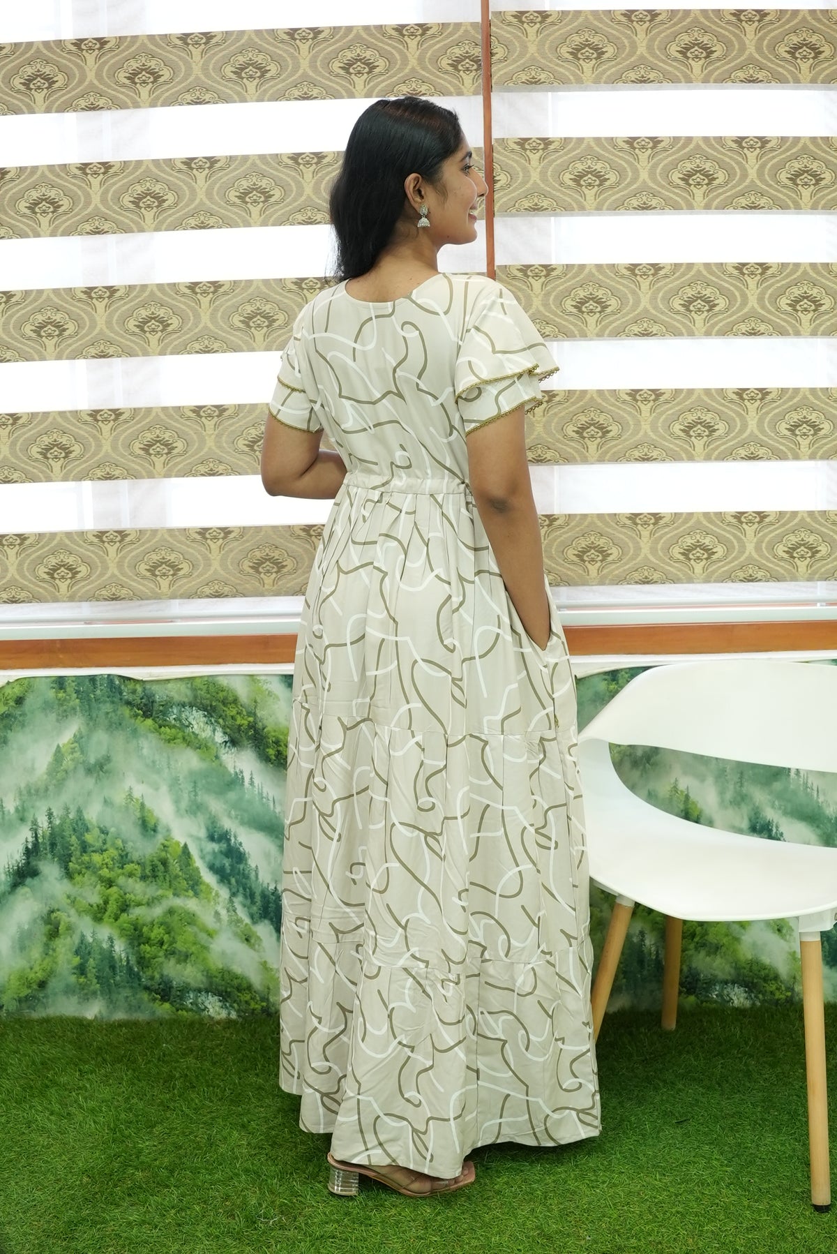 Stylish Arrivals Rayon Gathering Frock Model Night Gown's | Front Adjustable Gathering Style Rope Rope | Double Layer Sleeve | Trending Collection's for Stylish Women's (GFK)