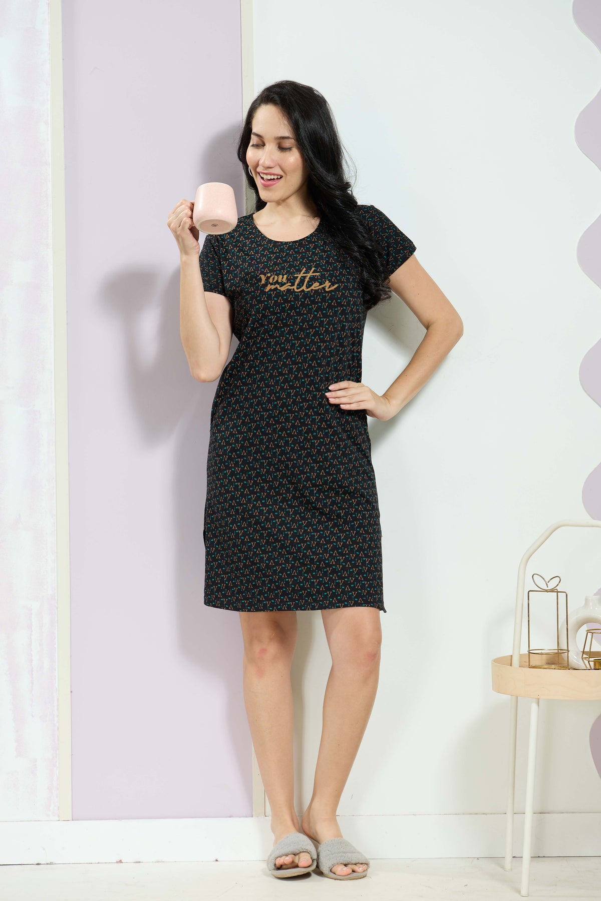 MANGAI New Stylish And Trendy Hosiery Short Nighty For Women | Special Sleep Wear | Half Nighty for Stylish Women and Teenage Girl's a Perfect Nightwear (HHN)