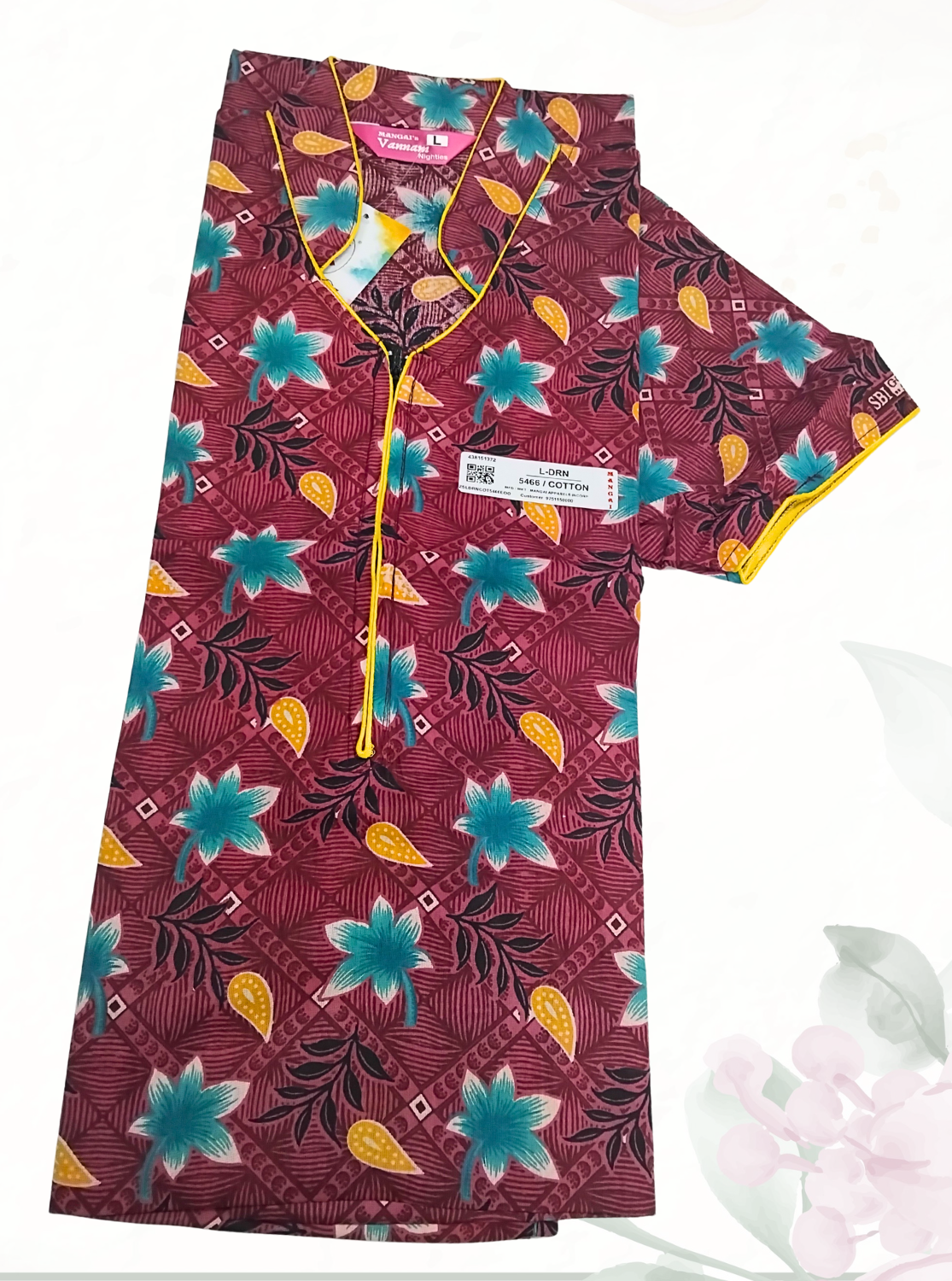 MANGAI Daily Wear Casual Comfort Fit Cotton Printed Nighties | Front open Zipper Model| Slit Open & Neck Collar Comfort Fit Daily Wear Nighties (DRN)