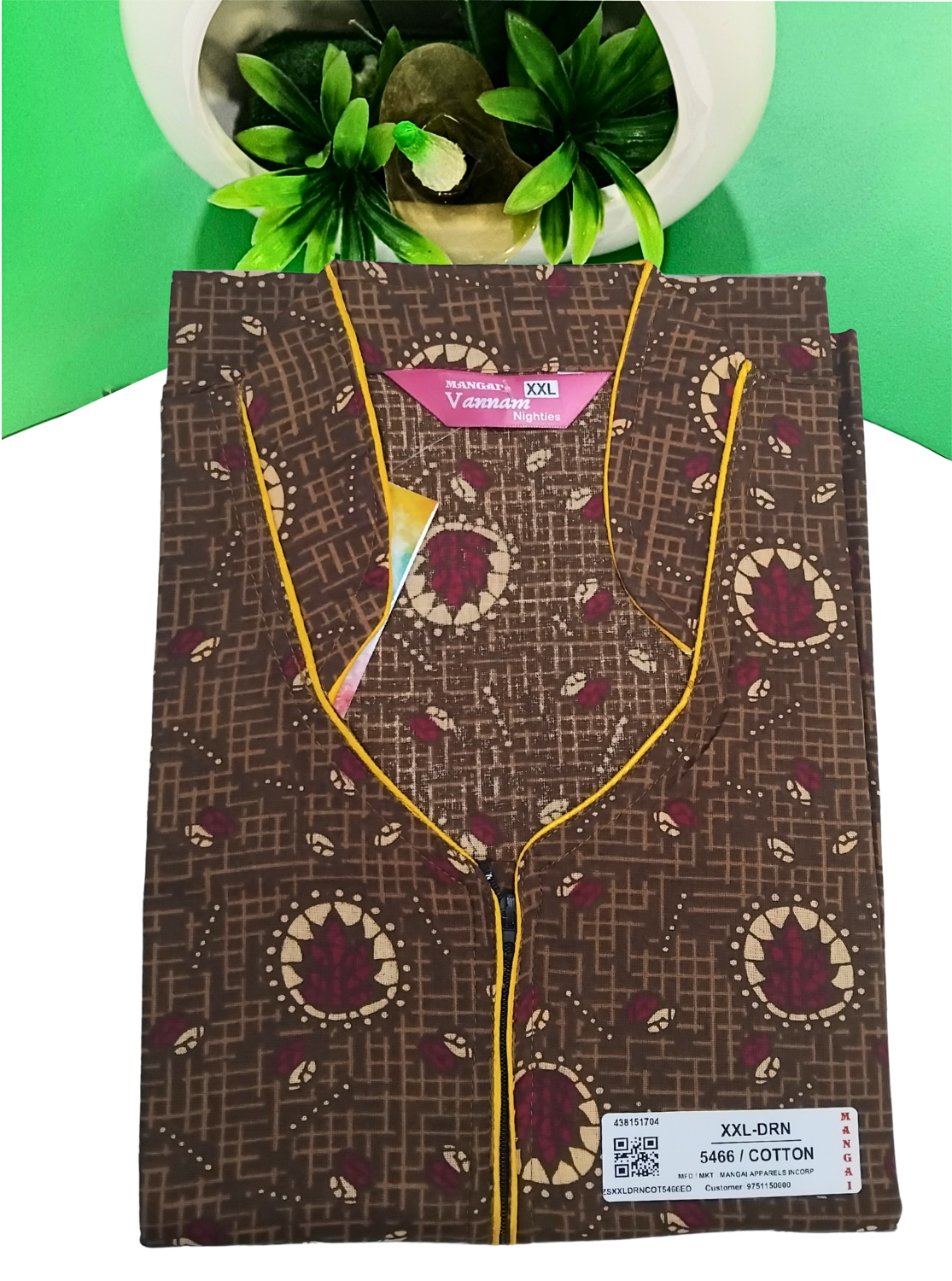 MANGAI Daily Wear Casual Comfort Fit Cotton Printed Nighties | Front open Zipper Model| Slit Open & Neck Collar Comfort Fit Daily Wear Nighties (DRN)