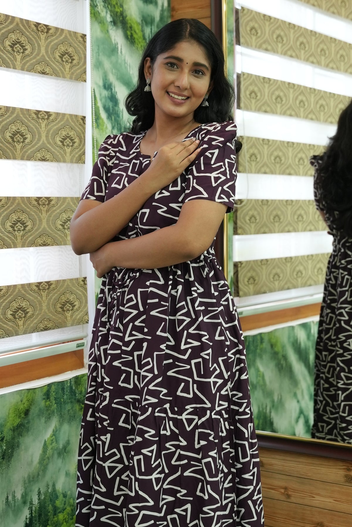 Stylish Arrivals Rayon Gathering Frock Model Night Gown's | Front Adjustable Gathering Style Rope Rope | Puff Sleeve | Trending Collection's for Stylish Women's (GFK)