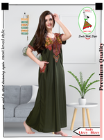 MANGAI Premium KARACHI Embroidery Nighties | Beautiful Embroidery Design's | Branded Quality | Half Sleeve | Regular Model | Stylish Nightdress for Women (KEM)