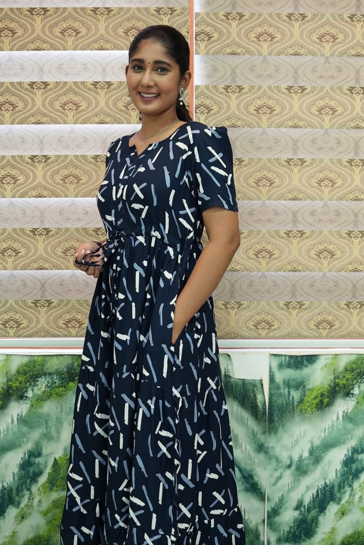 Stylish Arrivals Rayon Gathering Frock Model Night Gown's | Front Adjustable Gathering Style Rope Rope | Puff Sleeve | Trending Collection's for Stylish Women's (GFK)