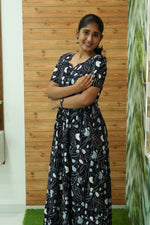 Stylish Arrivals Rayon Gathering Frock Model Night Gown's | Front Adjustable Gathering Style Rope Rope | Puff Sleeve | Trending Collection's for Stylish Women's (GFK)