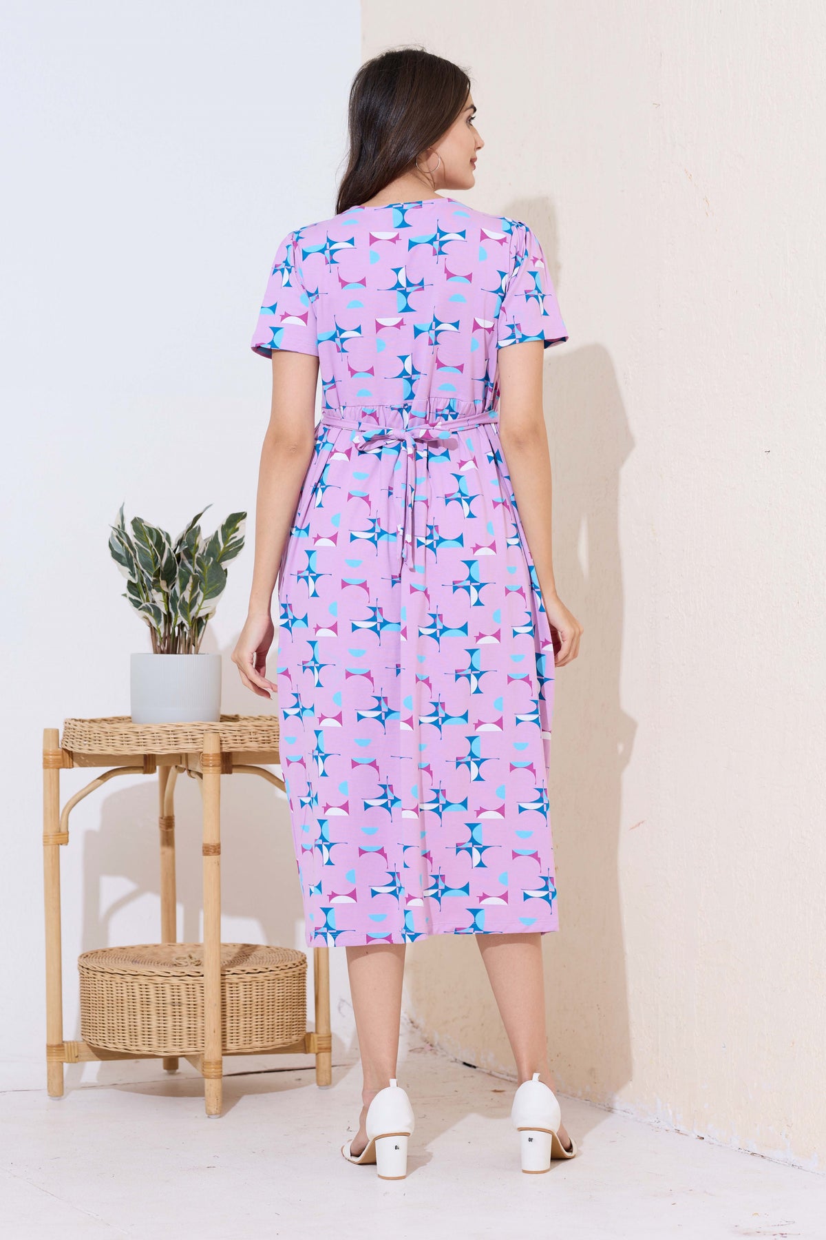 MANGAI HOSIERY Cotton Zipless Feeding Wear | Fancy Sleeve with Round Neck | Flap Open Zipless Feeding wear for Pregnancy Women (MMG)