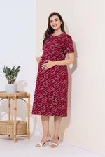 MANGAI HOSIERY Cotton Zipless Feeding Wear | Fancy Sleeve with Round Neck | Flap Open Zipless Feeding wear for Pregnancy Women (MMG)