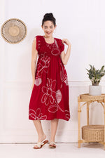 MANGAI Premium Rayon MAXI Frock Smocking Night Gown | Stretchable & Comfort Fit | Fancy Pleated Style with Side Pocket | Round Neck Nightwear for Stylish Women (SRM)