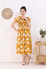 MANGAI Premium Rayon MAXI Frock Smocking Night Gown | Stretchable & Comfort Fit | Fancy Pleated Style with Side Pocket | Round Neck Nightwear for Stylish Women (SRM)