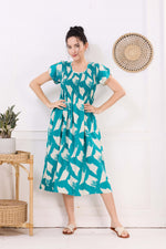 MANGAI Premium Rayon MAXI Frock Smocking Night Gown | Stretchable & Comfort Fit | Fancy Pleated Style with Side Pocket | Round Neck Nightwear for Stylish Women (SRM)