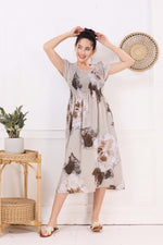 MANGAI Premium Rayon MAXI Frock Smocking Night Gown | Stretchable & Comfort Fit | Fancy Pleated Style with Side Pocket | Round Neck Nightwear for Stylish Women (SRM)