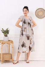 MANGAI Premium Rayon MAXI Frock Smocking Night Gown | Stretchable & Comfort Fit | Fancy Pleated Style with Side Pocket | Round Neck Nightwear for Stylish Women (SRM)