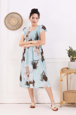 MANGAI Premium Rayon MAXI Frock Smocking Night Gown | Stretchable & Comfort Fit | Fancy Pleated Style with Side Pocket | Round Neck Nightwear for Stylish Women (SRM)