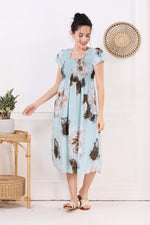 MANGAI Premium Rayon MAXI Frock Smocking Night Gown | Stretchable & Comfort Fit | Fancy Pleated Style with Side Pocket | Round Neck Nightwear for Stylish Women (SRM)