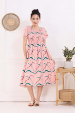 MANGAI Premium Rayon MAXI Frock Smocking Night Gown | Stretchable & Comfort Fit | Fancy Pleated Style with Side Pocket | Round Neck Nightwear for Stylish Women (SRM)