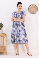 MANGAI Premium Rayon MAXI Frock Smocking Night Gown | Stretchable & Comfort Fit | Fancy Pleated Style with Side Pocket | Round Neck Nightwear for Stylish Women (SRM)