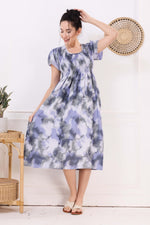 MANGAI Premium Rayon MAXI Frock Smocking Night Gown | Stretchable & Comfort Fit | Fancy Pleated Style with Side Pocket | Round Neck Nightwear for Stylish Women (SRM)