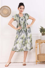 MANGAI Premium Rayon MAXI Frock Smocking Night Gown | Stretchable & Comfort Fit | Fancy Pleated Style with Side Pocket | Round Neck Nightwear for Stylish Women (SRM)