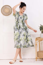 MANGAI Premium Rayon MAXI Frock Smocking Night Gown | Stretchable & Comfort Fit | Fancy Pleated Style with Side Pocket | Round Neck Nightwear for Stylish Women (SRM)