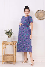 MANGAI HOSIERY Cotton Zipless Feeding Wear | Fancy Sleeve with Round Neck | Flap Open Zipless Feeding wear for Pregnancy Women (MMG)