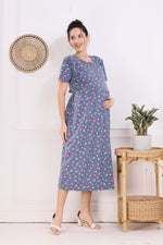 MANGAI HOSIERY Cotton Zipless Feeding Wear | Fancy Sleeve with Round Neck | Flap Open Zipless Feeding wear for Pregnancy Women (MMG)