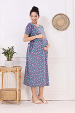 MANGAI HOSIERY Cotton Zipless Feeding Wear | Fancy Sleeve with Round Neck | Flap Open Zipless Feeding wear for Pregnancy Women (MMG)