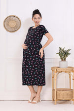 MANGAI HOSIERY Cotton Zipless Feeding Wear | Fancy Sleeve with Round Neck | Flap Open Zipless Feeding wear for Pregnancy Women (MMG)