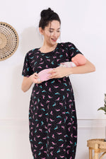 MANGAI HOSIERY Cotton Zipless Feeding Wear | Fancy Sleeve with Round Neck | Flap Open Zipless Feeding wear for Pregnancy Women (MMG)