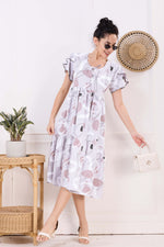 Rayon MAXI FROCK Model Nighties | Fancy Petal Sleeve | Fancy Neck & Side Pocket | Pleated Frock MAXI Style | Trendy Collection's for Stylish Women & Teenage Girl (FSF)
