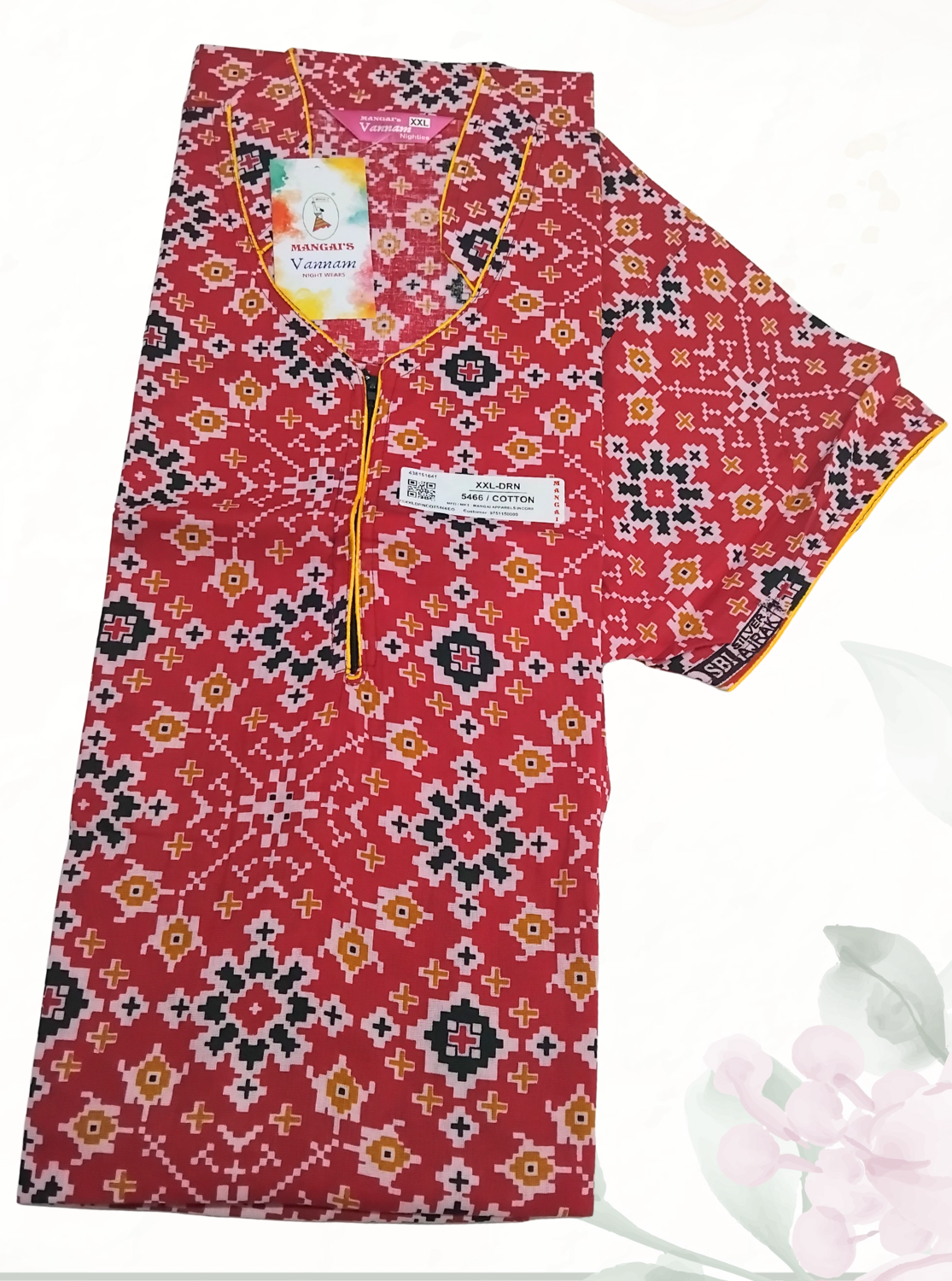 MANGAI Daily Wear Casual Comfort Fit Cotton Printed Nighties | Front open Zipper Model| Slit Open & Neck Collar Comfort Fit Daily Wear Nighties (DRN)