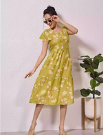 Alpine Petal Sleeve Floral Printed Maxi Dress Side Pocket - Mangai Nighties