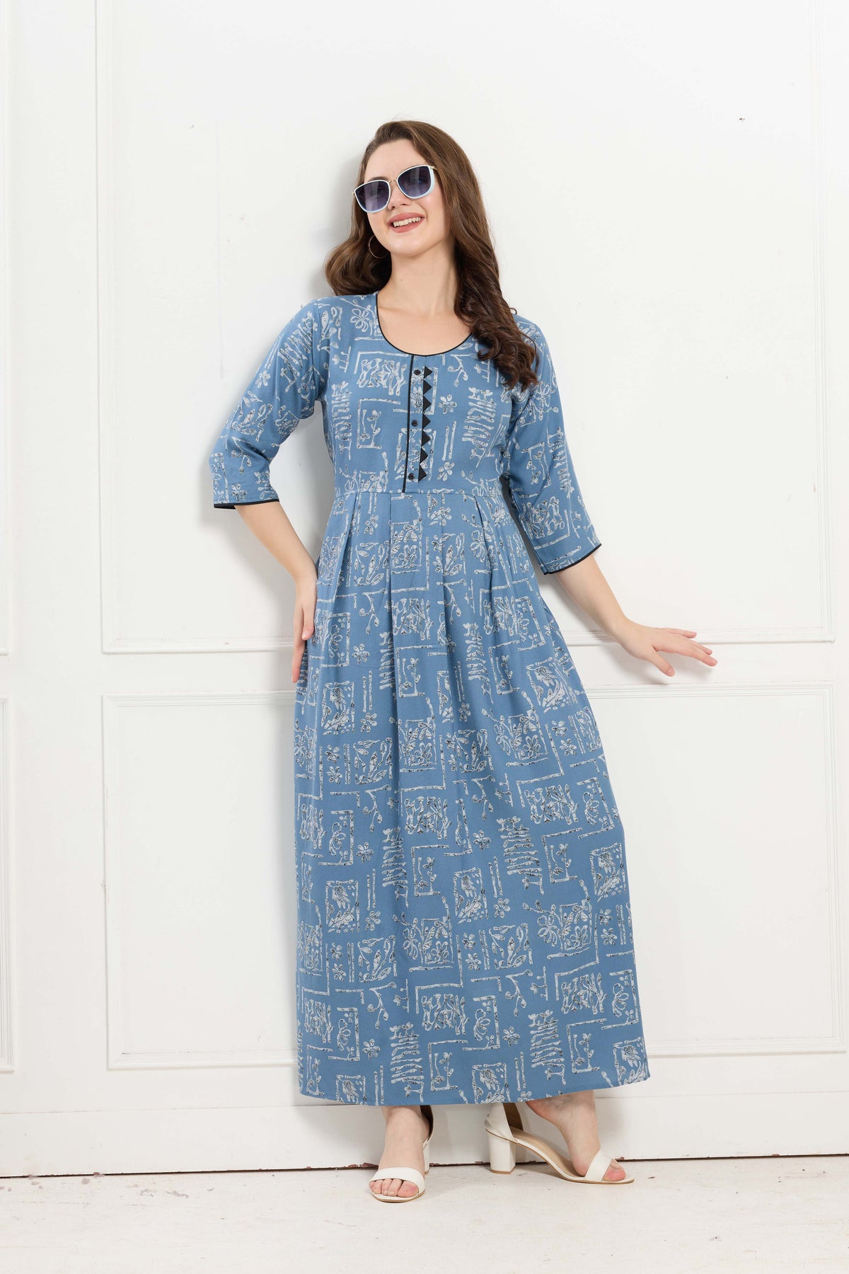 Alpine KURTI Style | Beautiful Stylish KURTI Model | Long 3/4 Sleeve & Side Pocket | Fresh Collection's for Stylish Women's (AK-3/4)