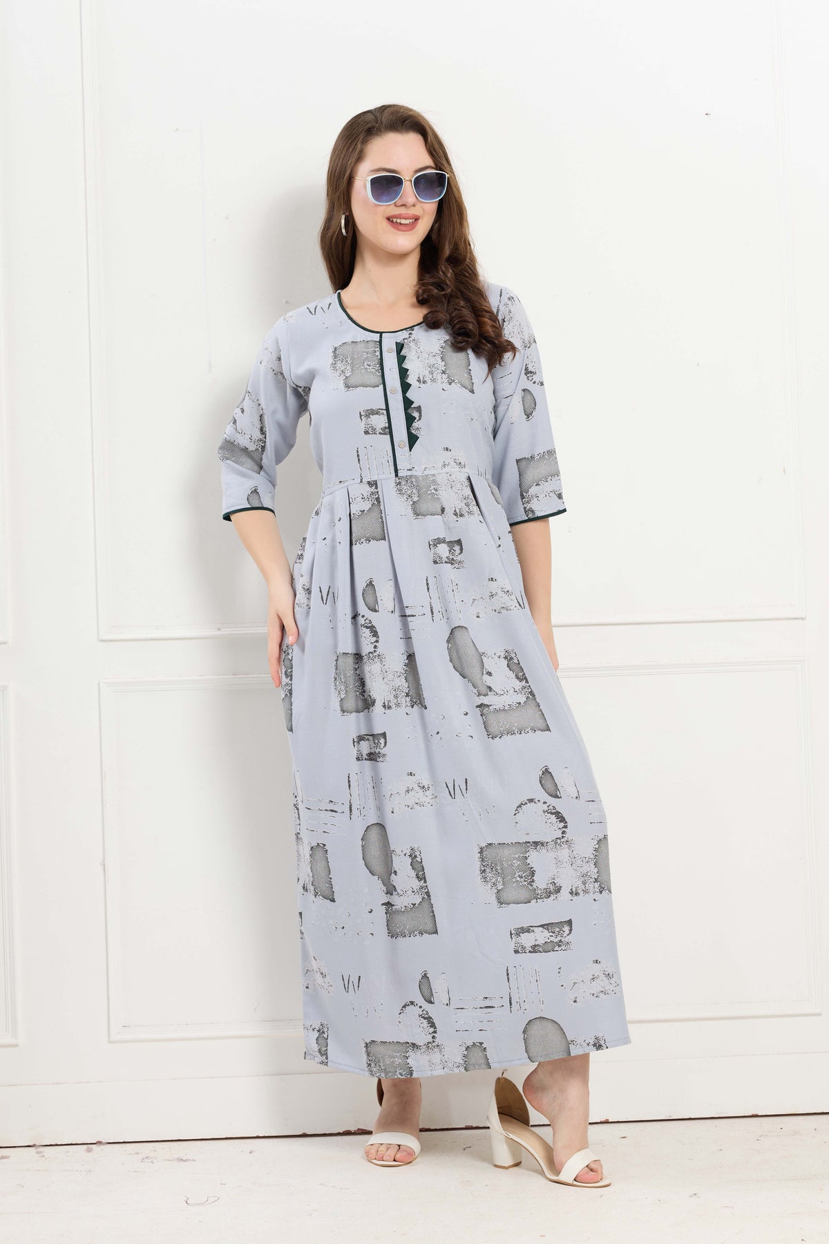 Alpine KURTI Style | Beautiful Stylish KURTI Model | Long 3/4 Sleeve & Side Pocket | Fresh Collection's for Stylish Women's (AK-3/4)