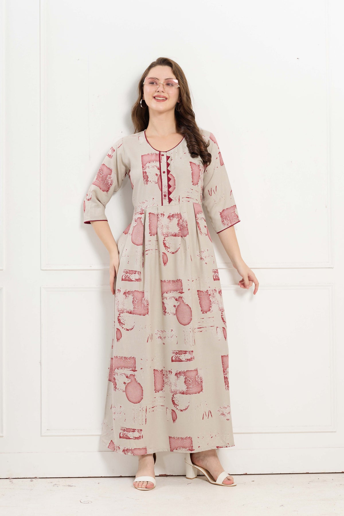 Alpine KURTI Style | Beautiful Stylish KURTI Model | Long 3/4 Sleeve & Side Pocket | Fresh Collection's for Stylish Women's (AK-3/4)