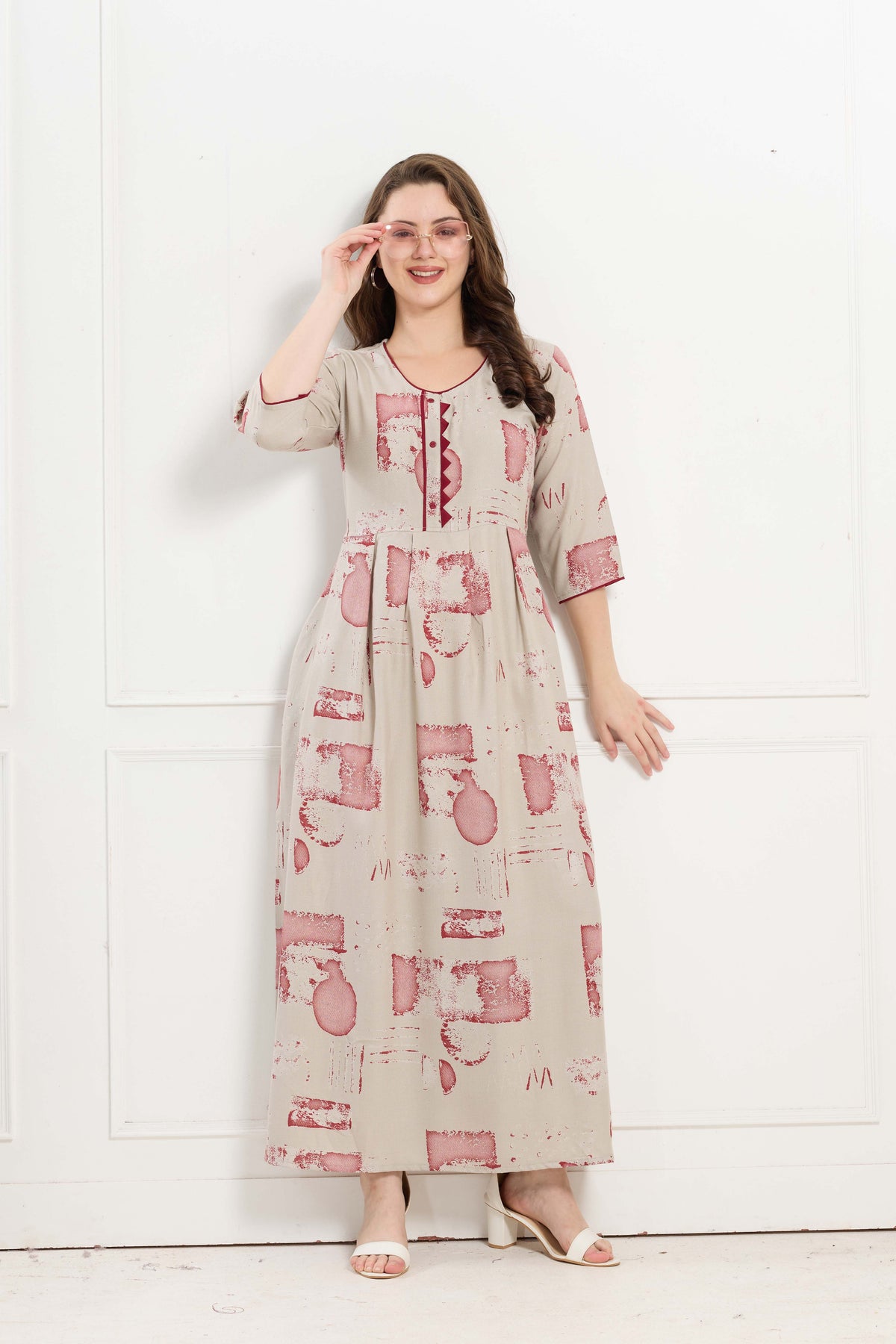Alpine KURTI Style | Beautiful Stylish KURTI Model | Long 3/4 Sleeve & Side Pocket | Fresh Collection's for Stylish Women's (AK-3/4)