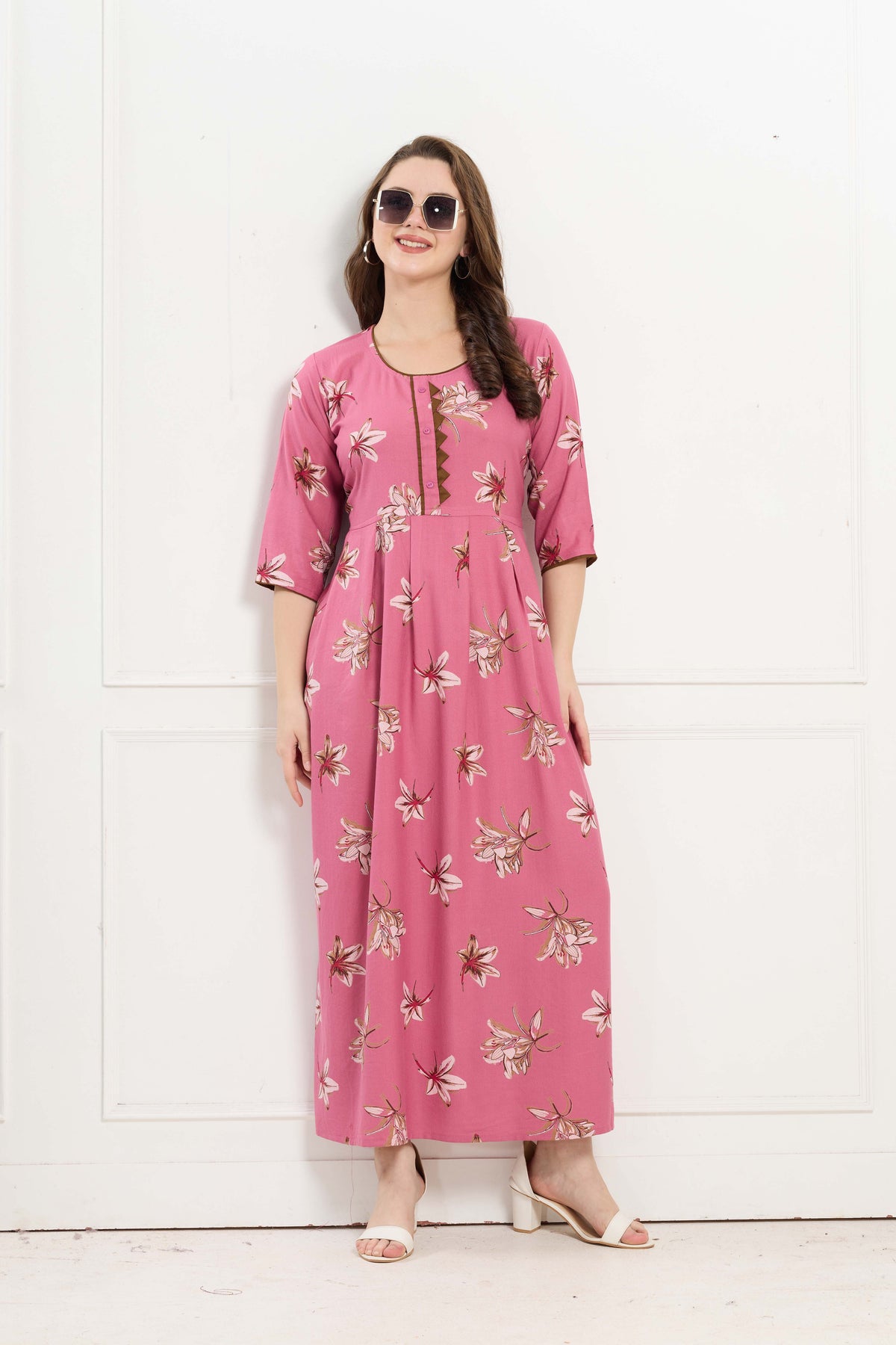 Alpine KURTI Style | Beautiful Stylish KURTI Model | Long 3/4 Sleeve & Side Pocket | Fresh Collection's for Stylish Women's (AK-3/4)