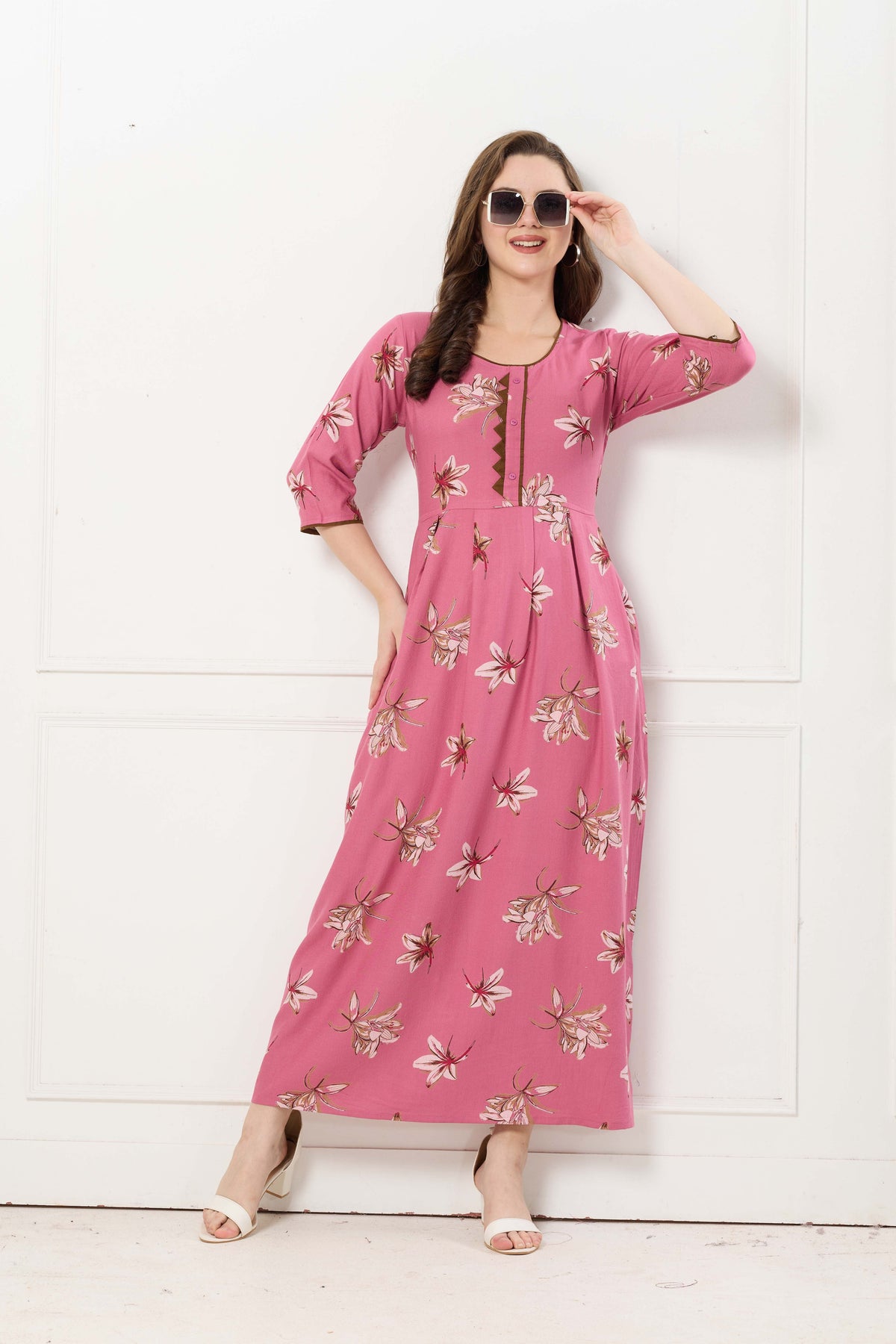 Alpine KURTI Style | Beautiful Stylish KURTI Model | Long 3/4 Sleeve & Side Pocket | Fresh Collection's for Stylish Women's (AK-3/4)