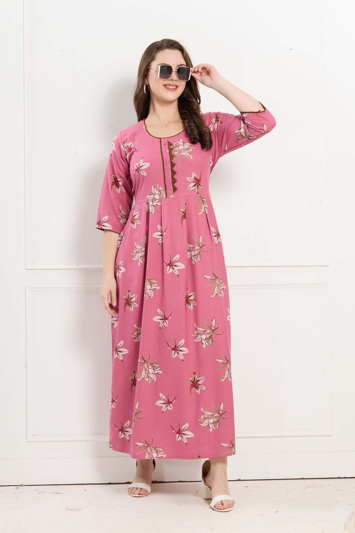 Alpine KURTI Style | Beautiful Stylish KURTI Model | Long 3/4 Sleeve & Side Pocket | Fresh Collection's for Stylish Women's (AK-3/4)