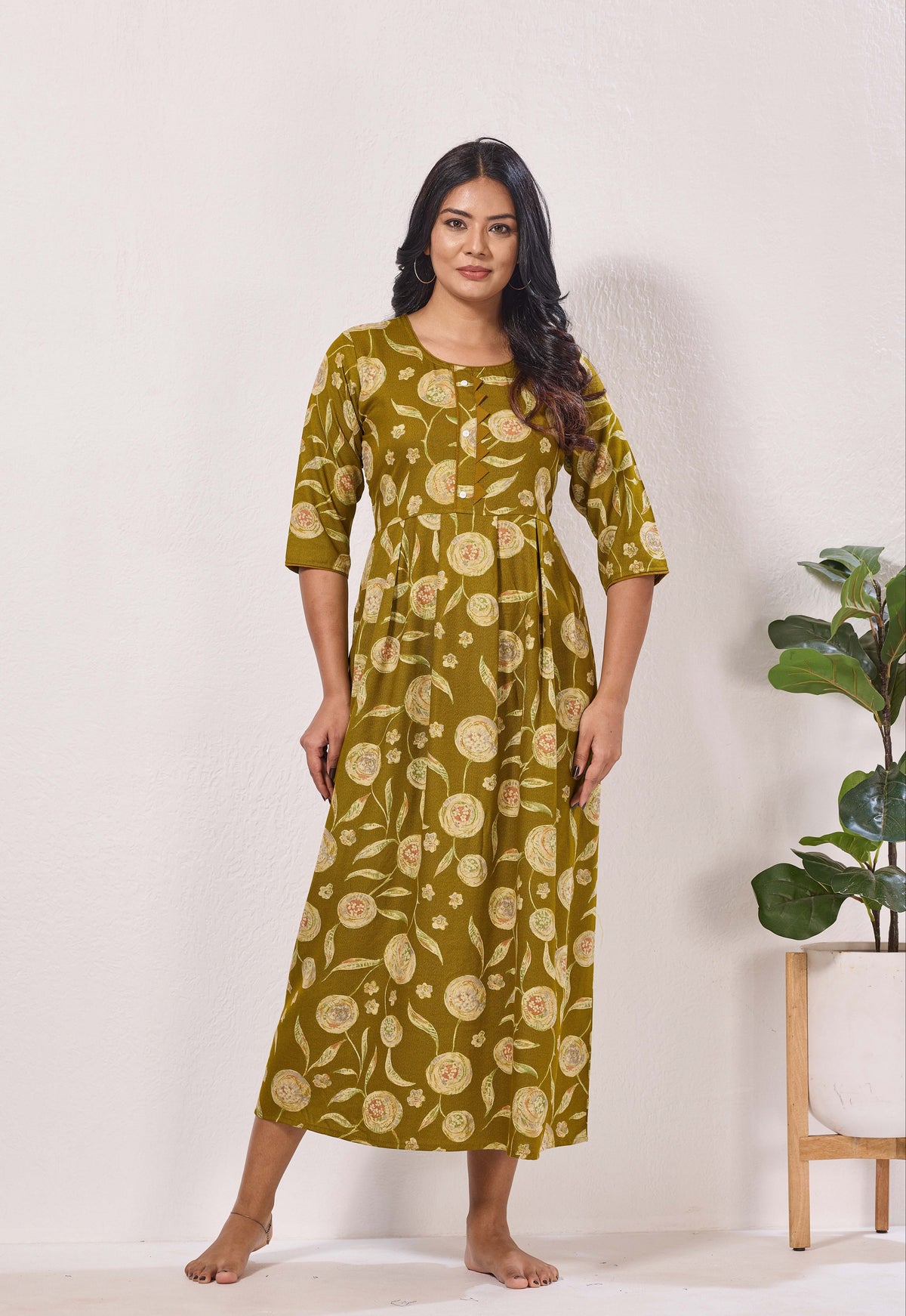 Alpine KURTI Style | Beautiful Stylish KURTI Model | Long 3/4 Sleeve & Side Pocket | Fresh Collection's for Stylish Women's (AK-3/4)