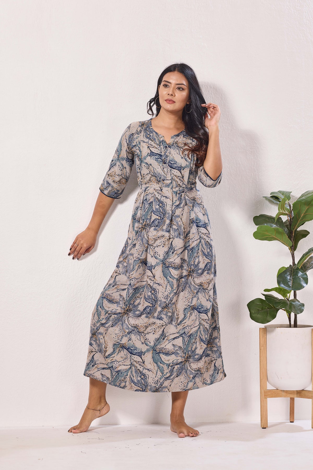 Alpine KURTI Style | Beautiful Stylish KURTI Model | Long 3/4 Sleeve & Side Pocket | Fresh Collection's for Stylish Women's (AK-3/4)