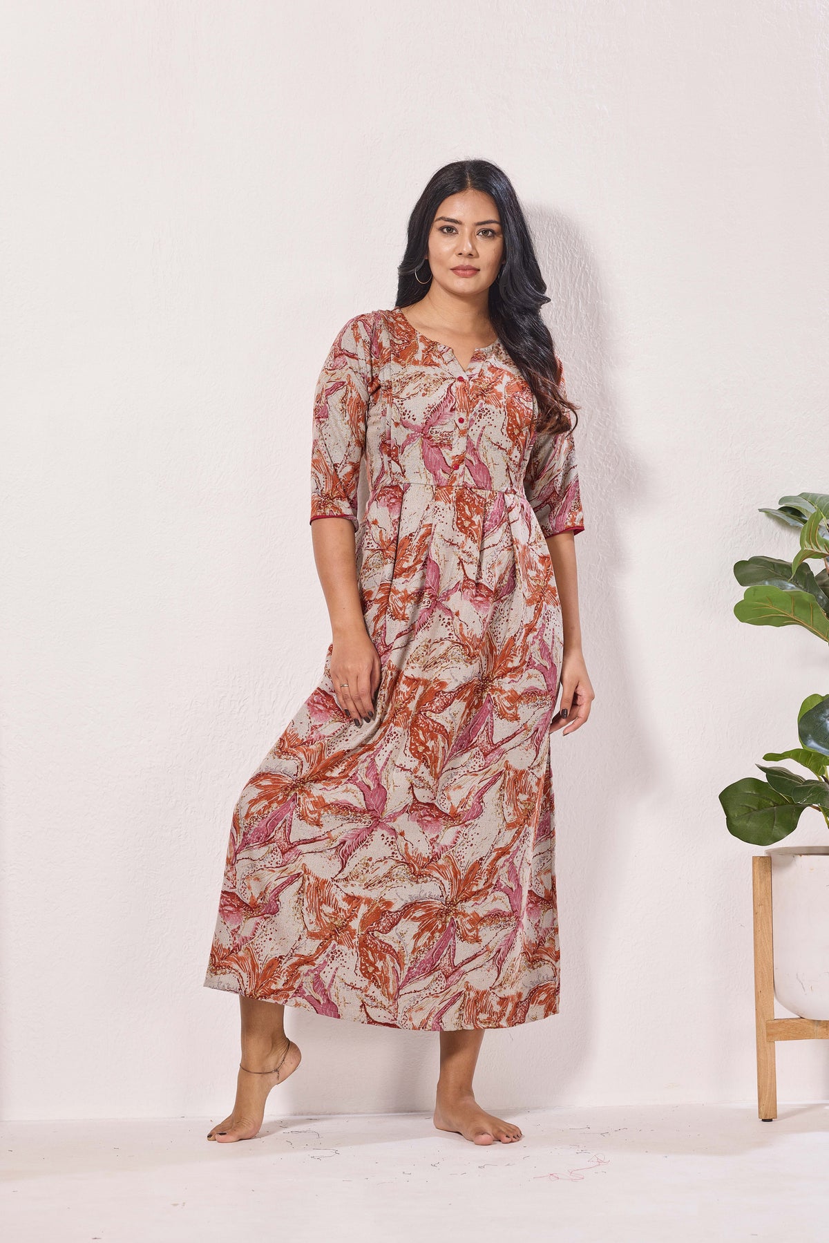 Alpine KURTI Style | Beautiful Stylish KURTI Model | Long 3/4 Sleeve & Side Pocket | Fresh Collection's for Stylish Women's (AK-3/4)