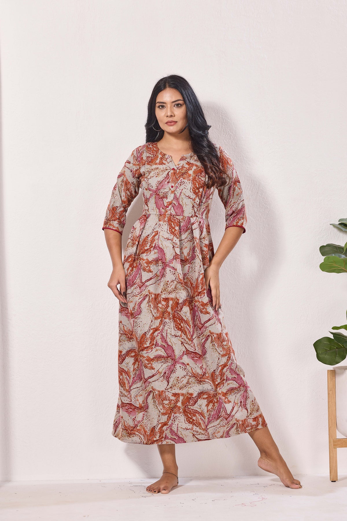 Alpine KURTI Style | Beautiful Stylish KURTI Model | Long 3/4 Sleeve & Side Pocket | Fresh Collection's for Stylish Women's (AK-3/4)