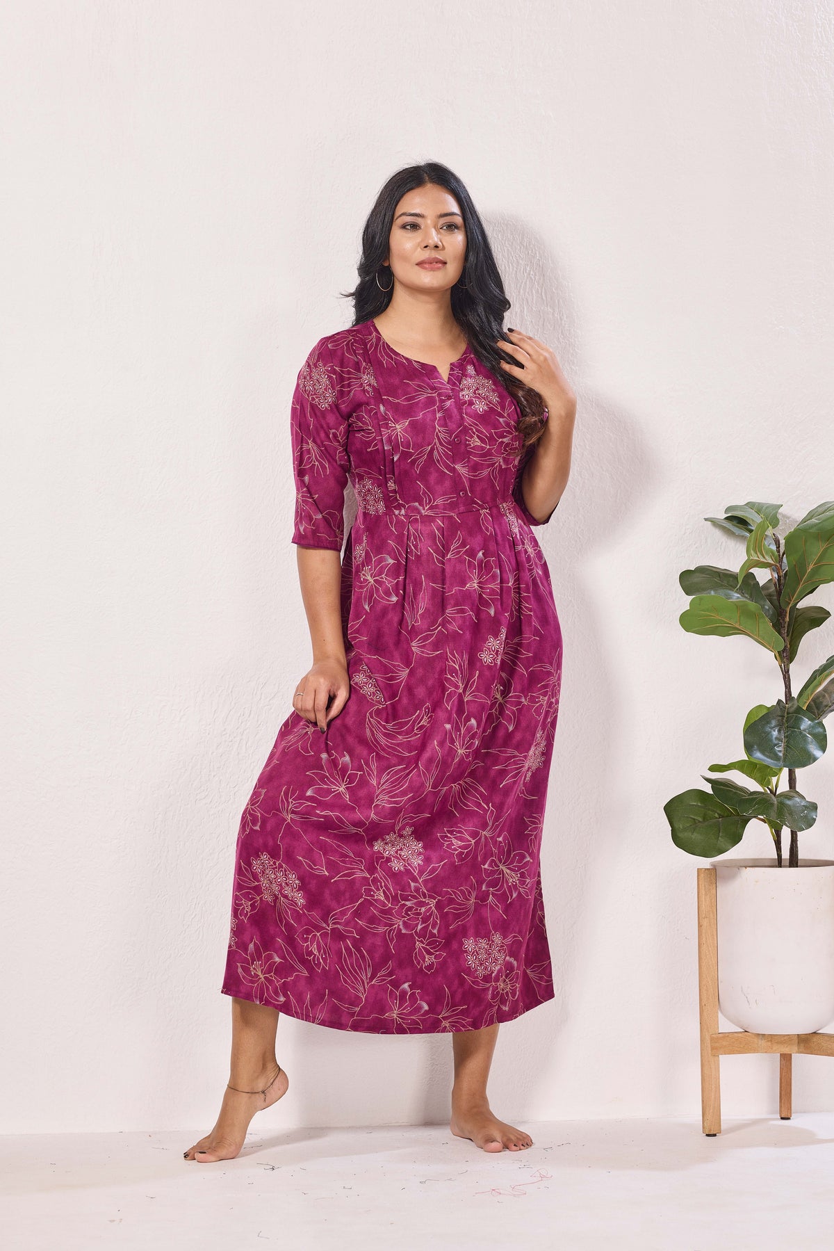 Alpine KURTI Style | Beautiful Stylish KURTI Model | Long 3/4 Sleeve & Side Pocket | Fresh Collection's for Stylish Women's (AK-3/4)