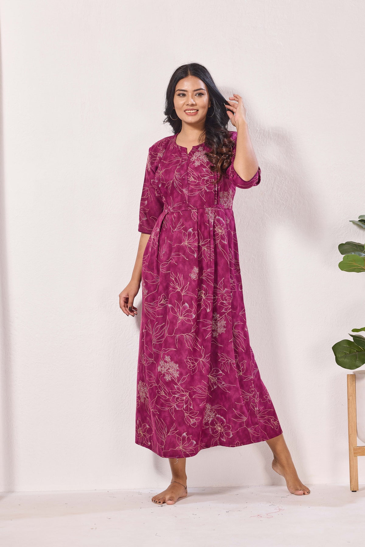 Alpine KURTI Style | Beautiful Stylish KURTI Model | Long 3/4 Sleeve & Side Pocket | Fresh Collection's for Stylish Women's (AK-3/4)