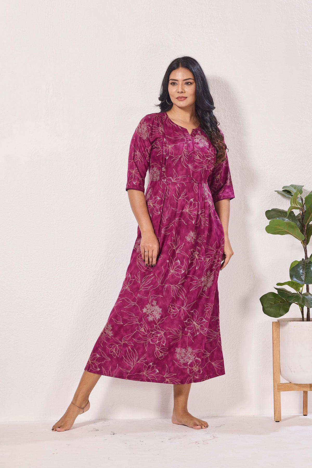 Alpine KURTI Style | Beautiful Stylish KURTI Model | Long 3/4 Sleeve & Side Pocket | Fresh Collection's for Stylish Women's (AK-3/4)