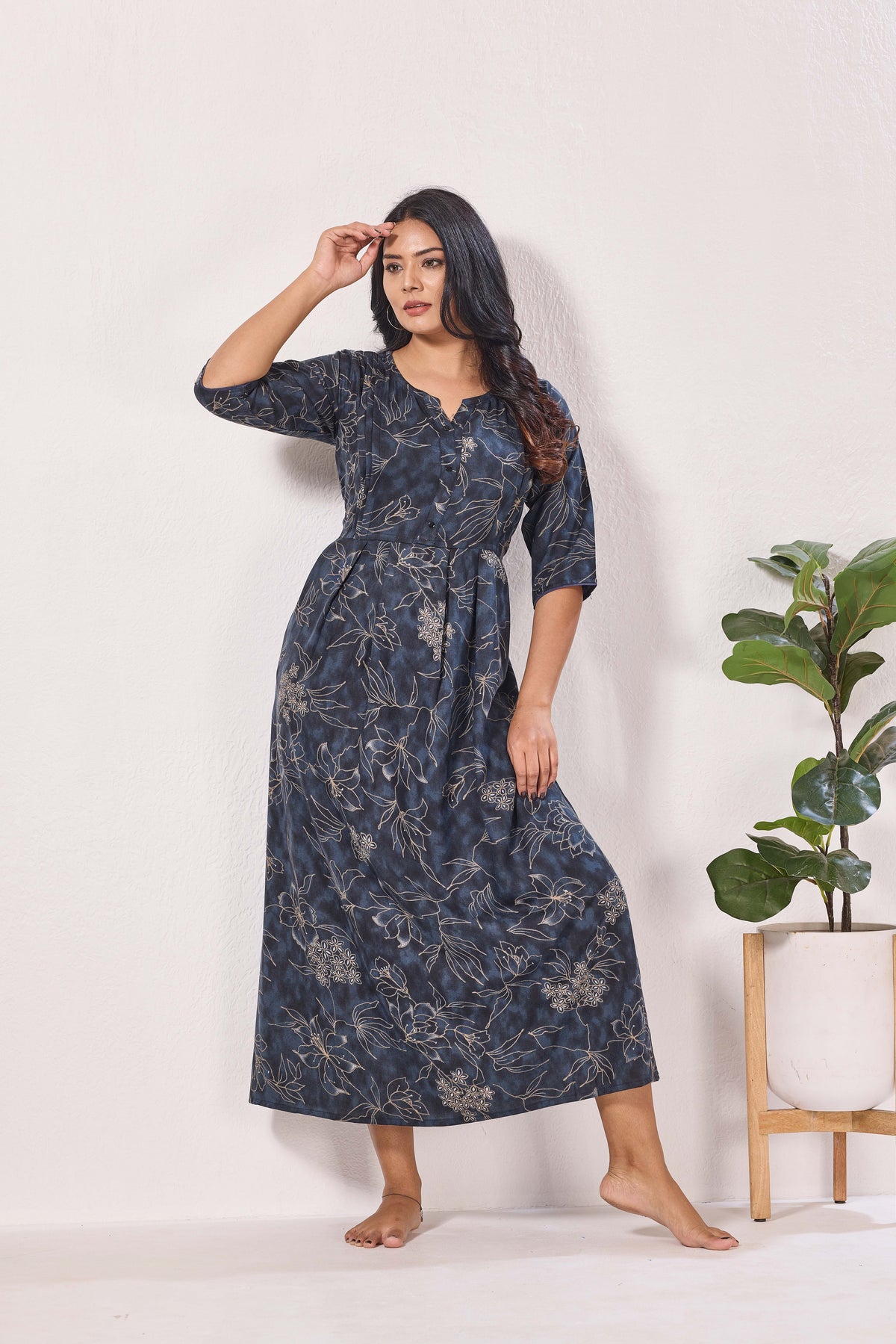 Alpine KURTI Style | Beautiful Stylish KURTI Model | Long 3/4 Sleeve & Side Pocket | Fresh Collection's for Stylish Women's (AK-3/4)