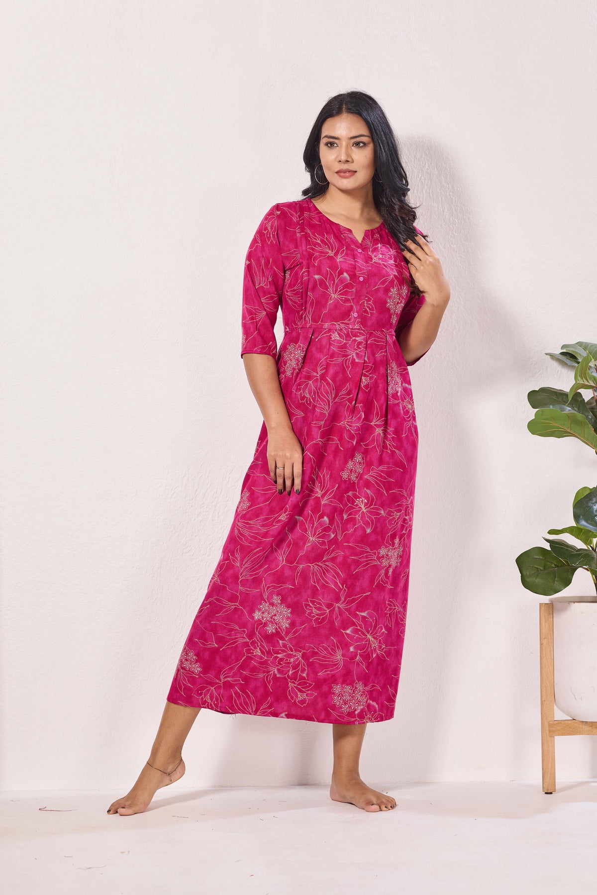 Alpine KURTI Style | Beautiful Stylish KURTI Model | Long 3/4 Sleeve & Side Pocket | Fresh Collection's for Stylish Women's (AK-3/4)