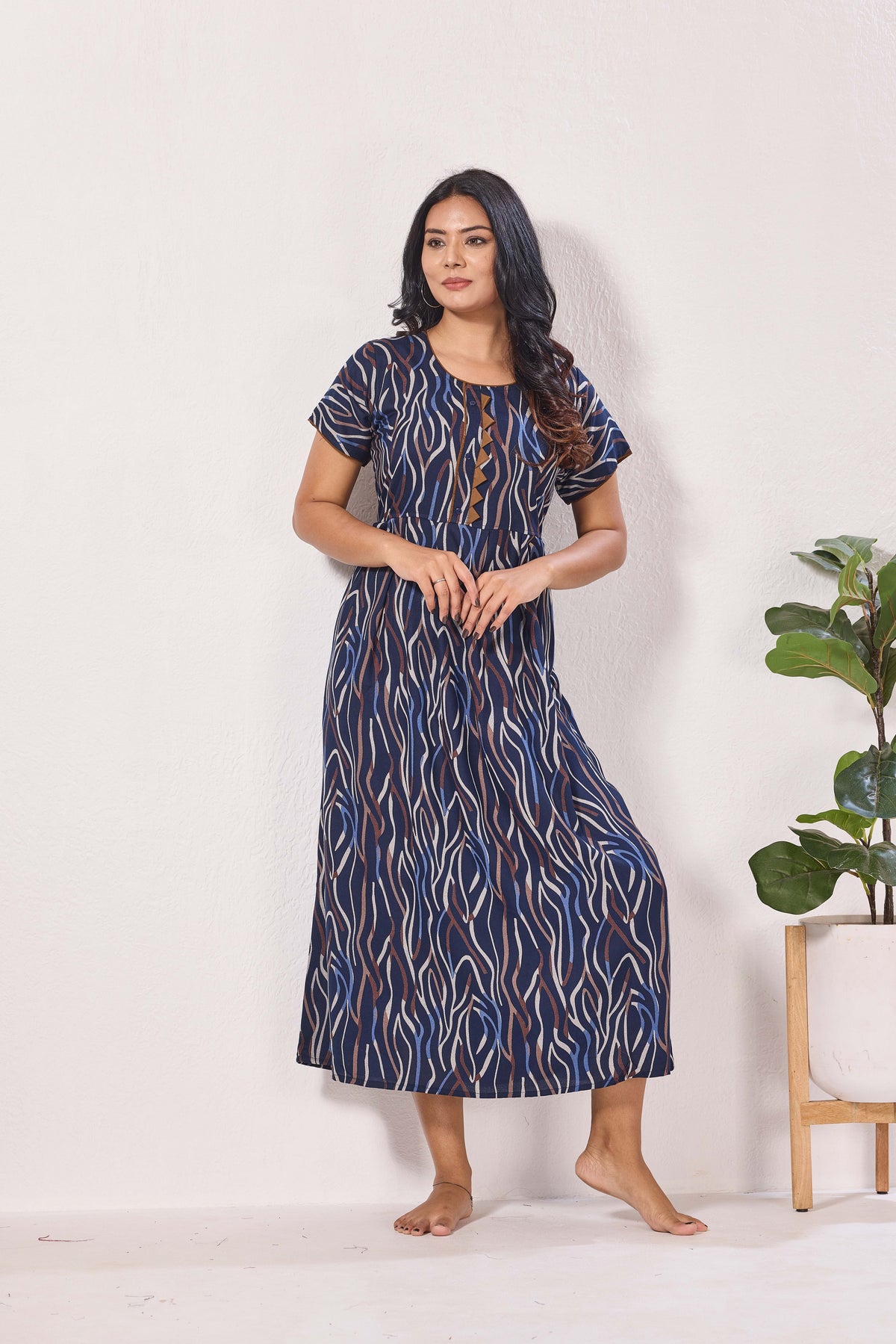 Alpine KURTHI Style Nighties| Fancy Half Sleeve | Zipless Model | Stylish Round Neck | Updated Collection's for Stylish Women AK (H/S)