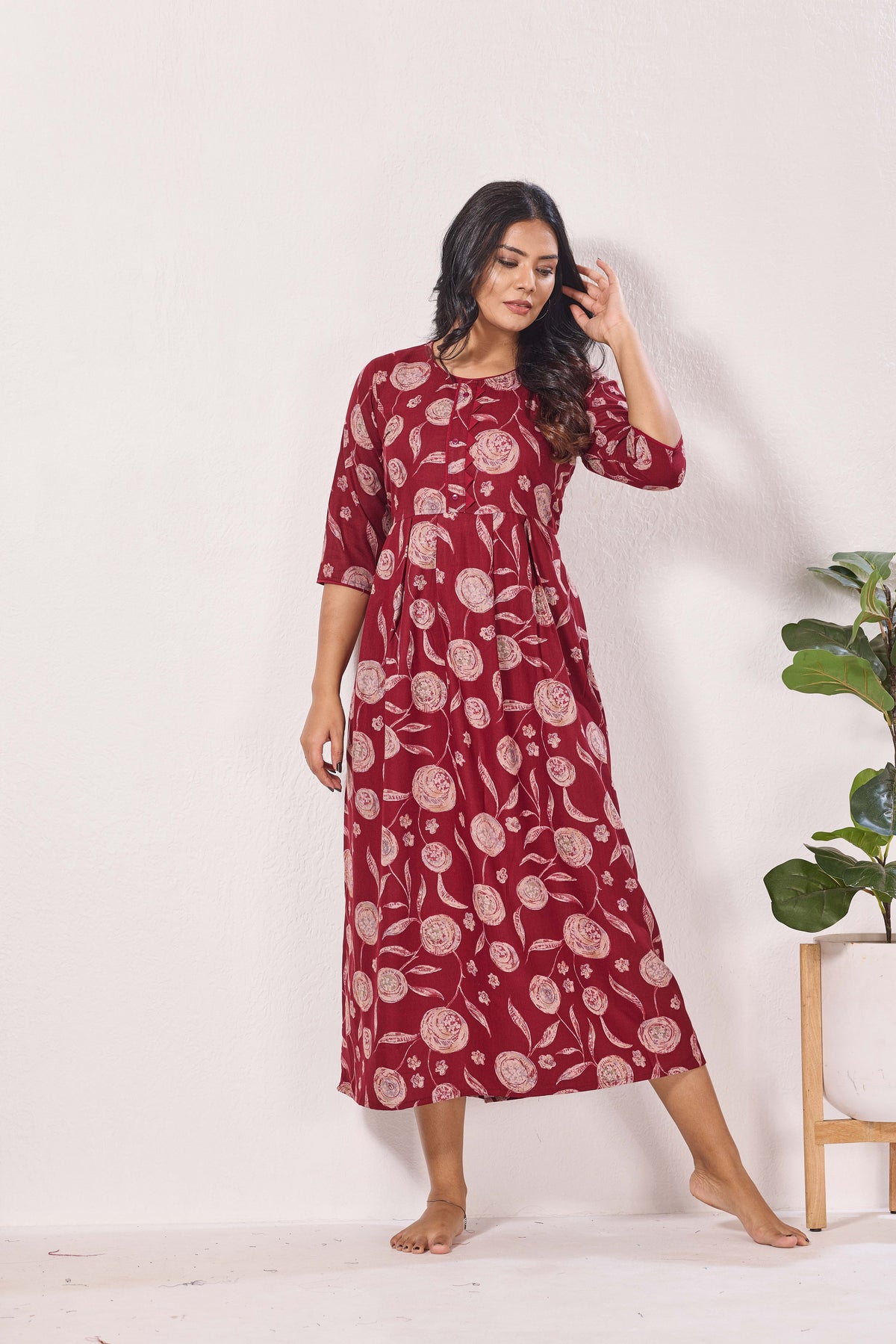 Alpine KURTI Style | Beautiful Stylish KURTI Model | Long 3/4 Sleeve & Side Pocket | Fresh Collection's for Stylish Women's (AK-3/4)