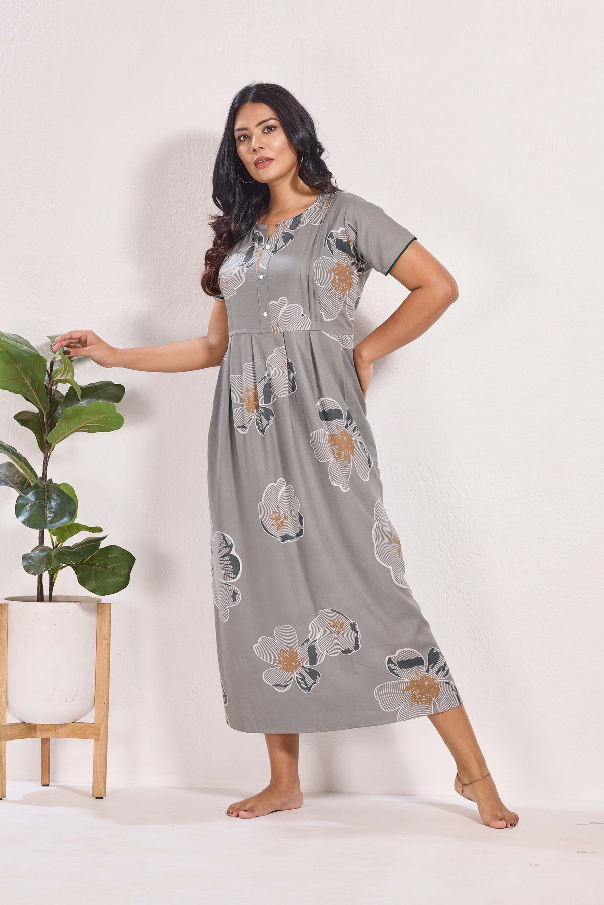 Alpine KURTHI Style Nighties| FancySleeve | Zipless Model | Stylish V-Cut neck | Updated Collection's for Stylish Women AK (H/S)