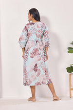 Maternity Arrivals Fancy Mom's Feeding Casual Maxi Wear | Long Elastic Frilled Sleeve | Vertical Feeding Zipper | Comports as Feeding Friendly & Casual wear Rayon MAXI Maternity Frock (ERM)